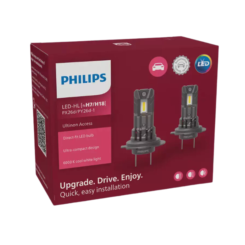Λάμπες Philips H7/H18 Ultinon Access Led 12V 16W 6000K 2τμχ